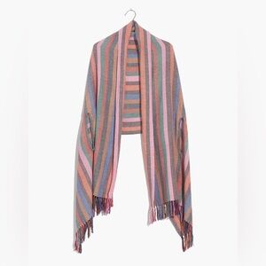 Madewell | Women's Rainbow Striped Silk Blend Flowy Lightweight Cape Scarf